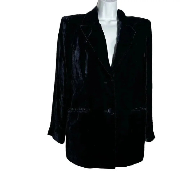 luisa spagnoli Velvet blazer vintage classic size 44 US size Medium dark blue - Picture 13 of 13